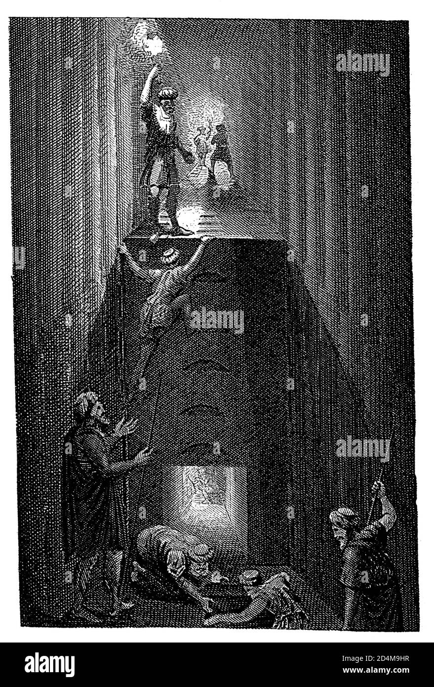 Antike Illustration einer Innenansicht der Cheops-Pyramide. Veröffentlicht in Systematischer Bilder-Atlas zum Conversations-Lexikon, Ikonographische E Stockfoto