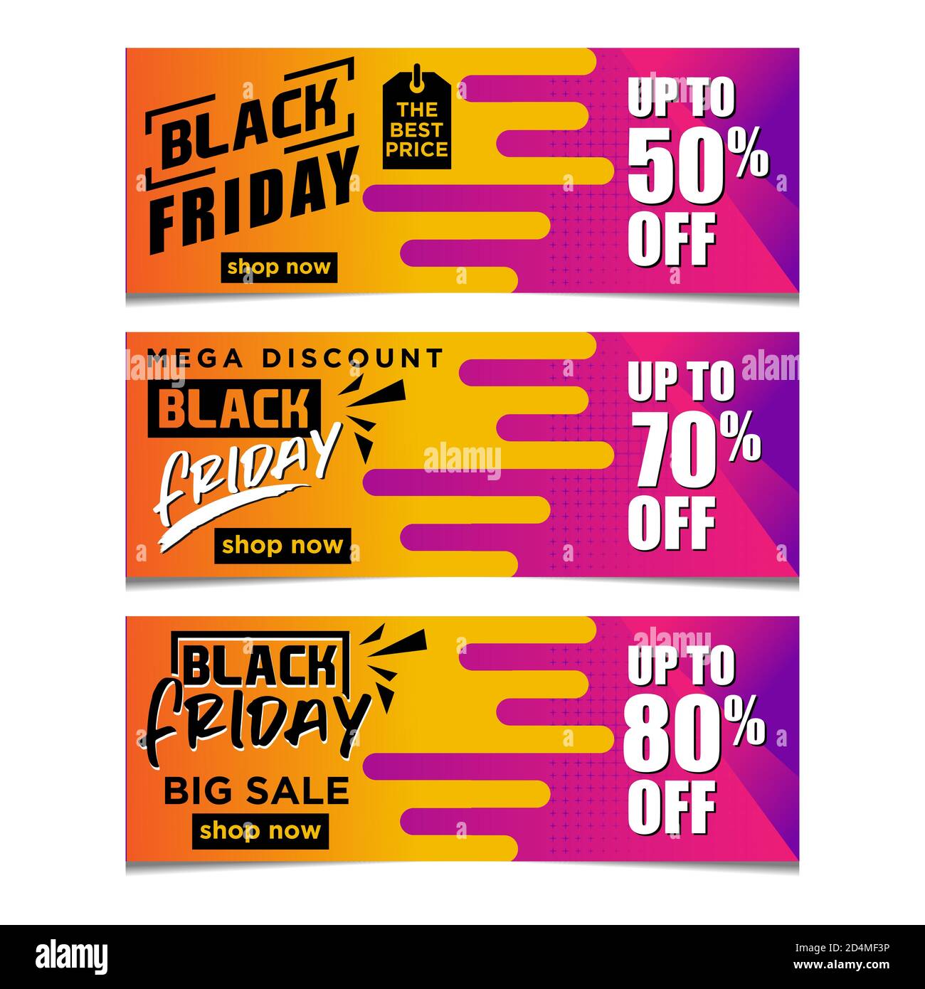 Black Friday Verkauf Inschrift Design-Vorlage. Vektorgrafik. Verkäufe, Angebote und Rabatte Stock Vektor