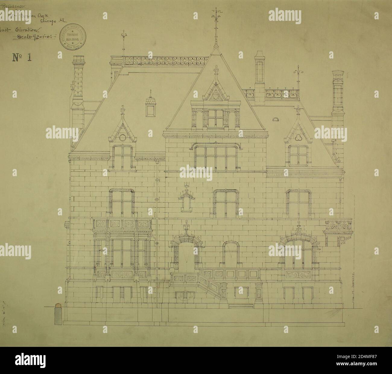 William Borden Residence; Chicago; Illinois; East Elevation - Datum: 1885; Richard Morris Hunt; Amerikaner; 1827-1895 Stockfoto