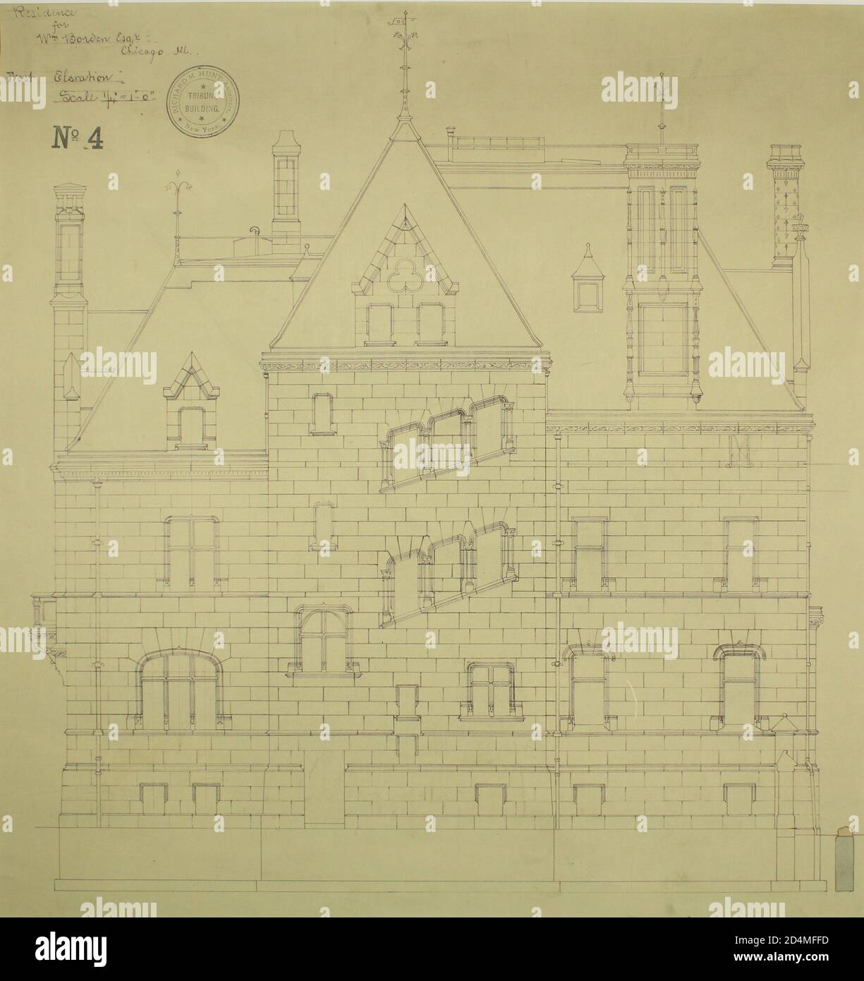 William Borden Residence; Chicago; Illinois; West Elevation - Datum: 1885; Richard Morris Hunt; Amerikaner; 1827-1895 Stockfoto