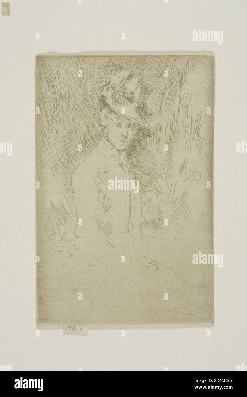 Ätzung und Trockenpunkt in brauner Tinte auf elfenbeinfarbenem Papier Stockfoto