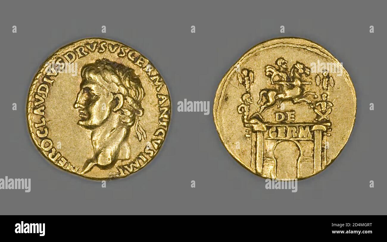 Vorderseite: Kopf von Nero Claudius Drusus links Preisträger Stockfoto