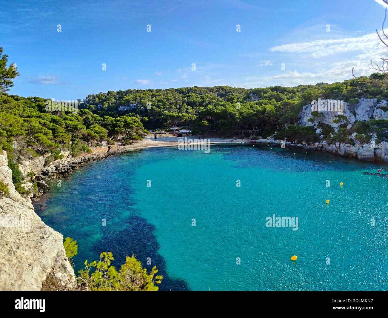 Panoramablick auf Cala Macarella, Menorca, Spanien Stockfoto