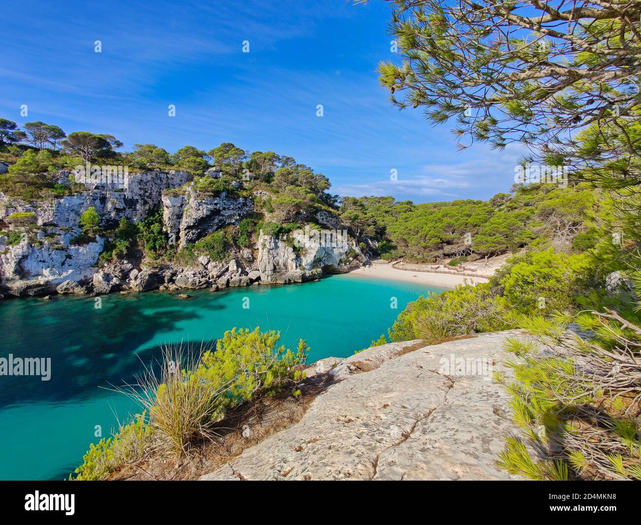 Blick auf Cala Macarelleta, Menorca, Spanien Stockfoto