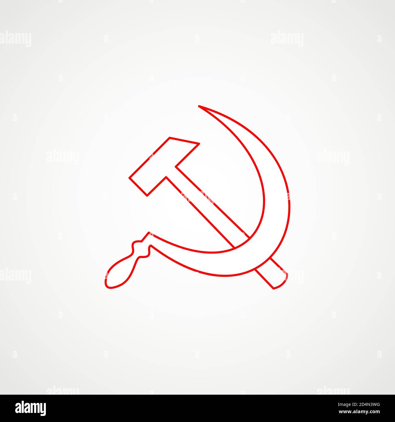Lineare Ikone des Kommunismus. Hammer mit Sichel. Rotes sowjetisches Emblem. Minimalistisches Wappen der UdSSR. Vektor Stock Vektor