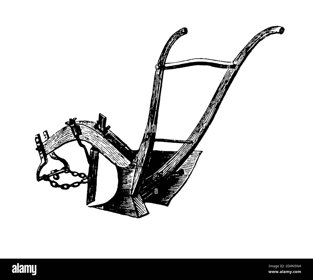 Antike Landwirtschafts-Ausrüstung - Vintage Bauern Werkzeuge und Maschinen aus dem 19.. Jahrhundert Original-Kunst Antike Illustration Schwarz-Weiß Stockfoto