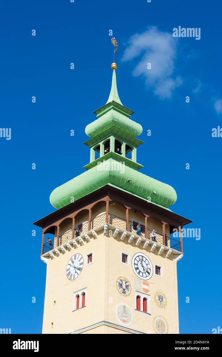 Retz: Rathausturm im Weinviertel, Niederösterreich, Niederösterreich, Österreich Stockfoto