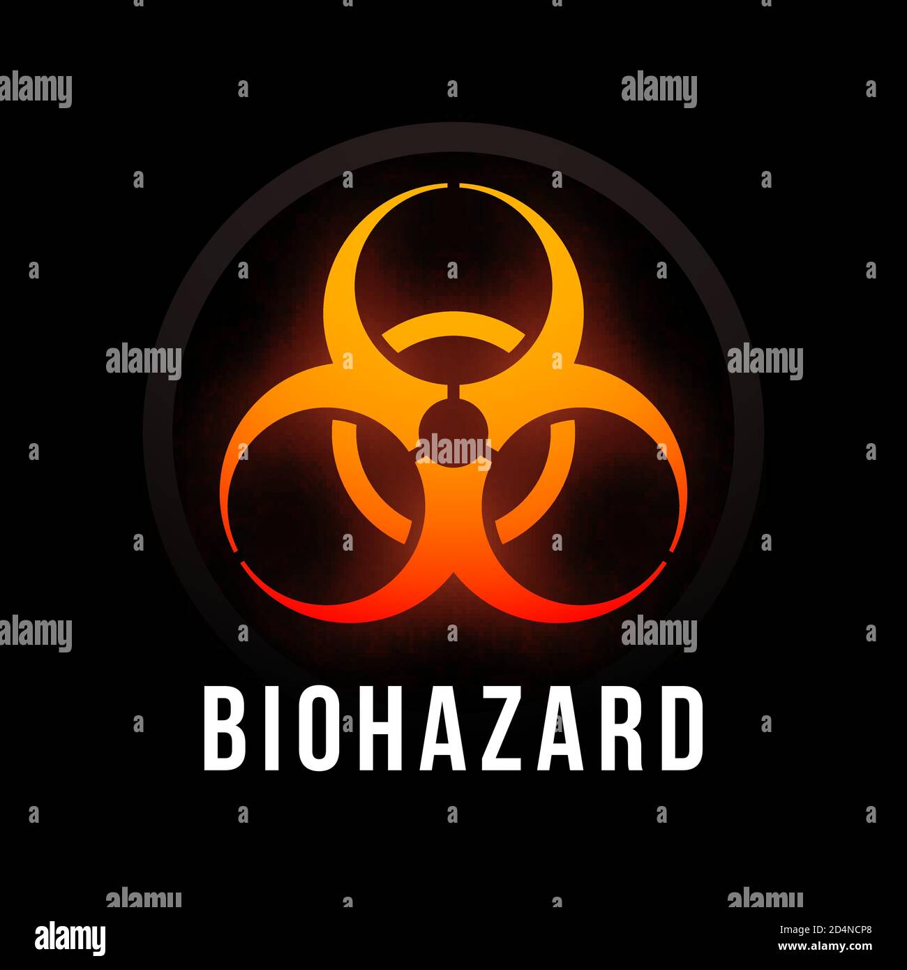 Biohazard Feuer Farbposter mit schwarzem Hintergrund Stock Vektor