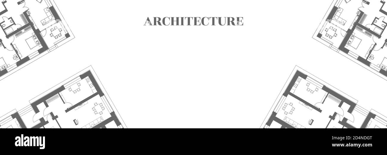 Architekturhintergrund. Teil des architektonischen Projekts, Bauplan eines Wohngebäudes. Schwarz-Weiß-Vektorgrafik EPS10. Stock Vektor