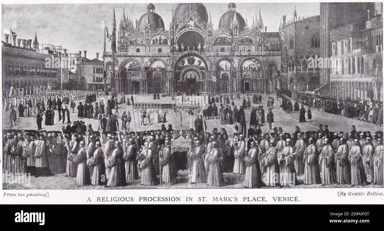 Eine religiöse Prozession in St. Mark's Place, Venedig, 10. Jahrhundert Stockfoto