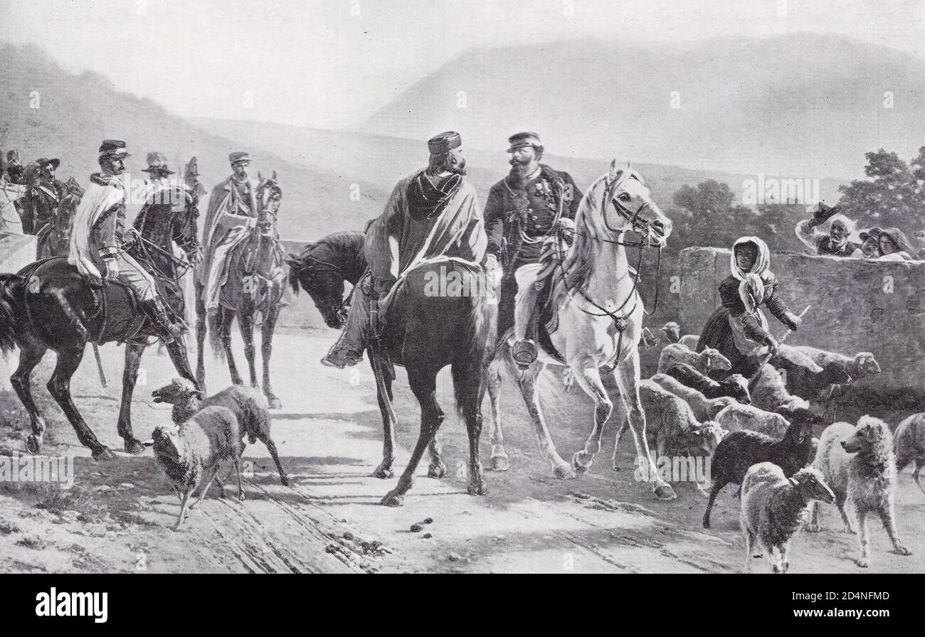 Treffen von Garibaldi und Victor Emmanuel auf Teano 1860 Stockfoto