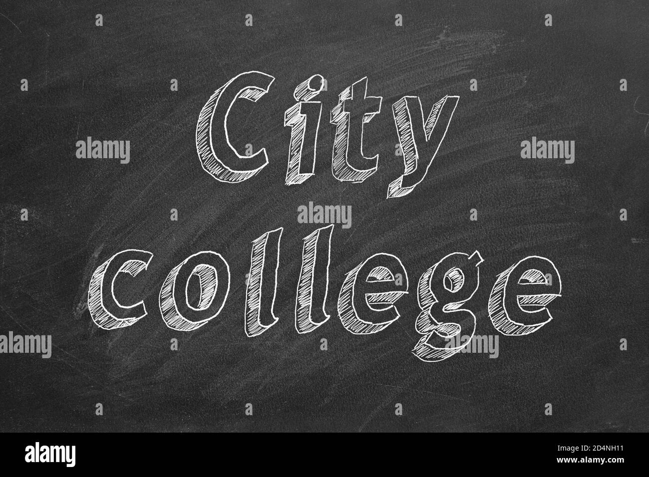 Handzeichnung 'City College' auf schwarzer Tafel Stockfoto