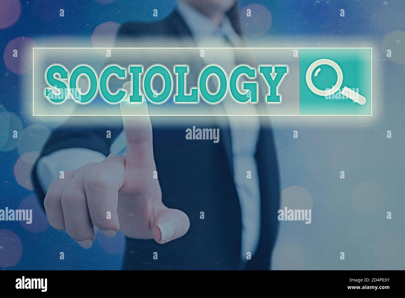 Konzeptuelle Handschrift, die Soziologie zeigt. Konzept bedeutet wissenschaftliche Analyse einer sozialen Institution als funktionierendes Whole Web Suche digital futur Stockfoto