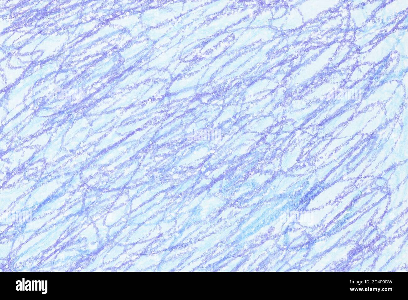 Crayon Doodle Hintergrund. Hellblaue Wachsmalstifte. Handgezeichnete Textur Stockfoto