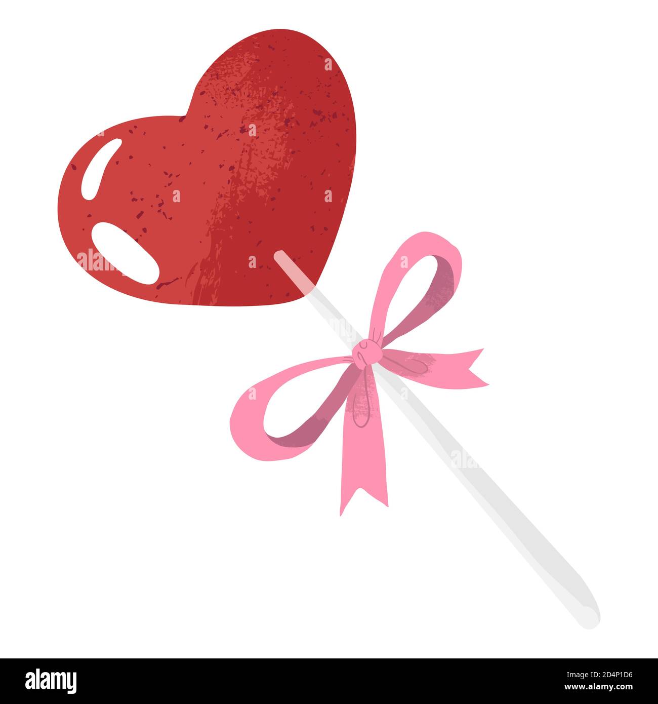 Vektor-Illustration von roten Valentine's Heart Lutscher isoliert auf einem weißen Hintergrund. Rosa Süßigkeiten mit Herzform auf einem Stock. Alles gute zum Valentinstag l Stock Vektor