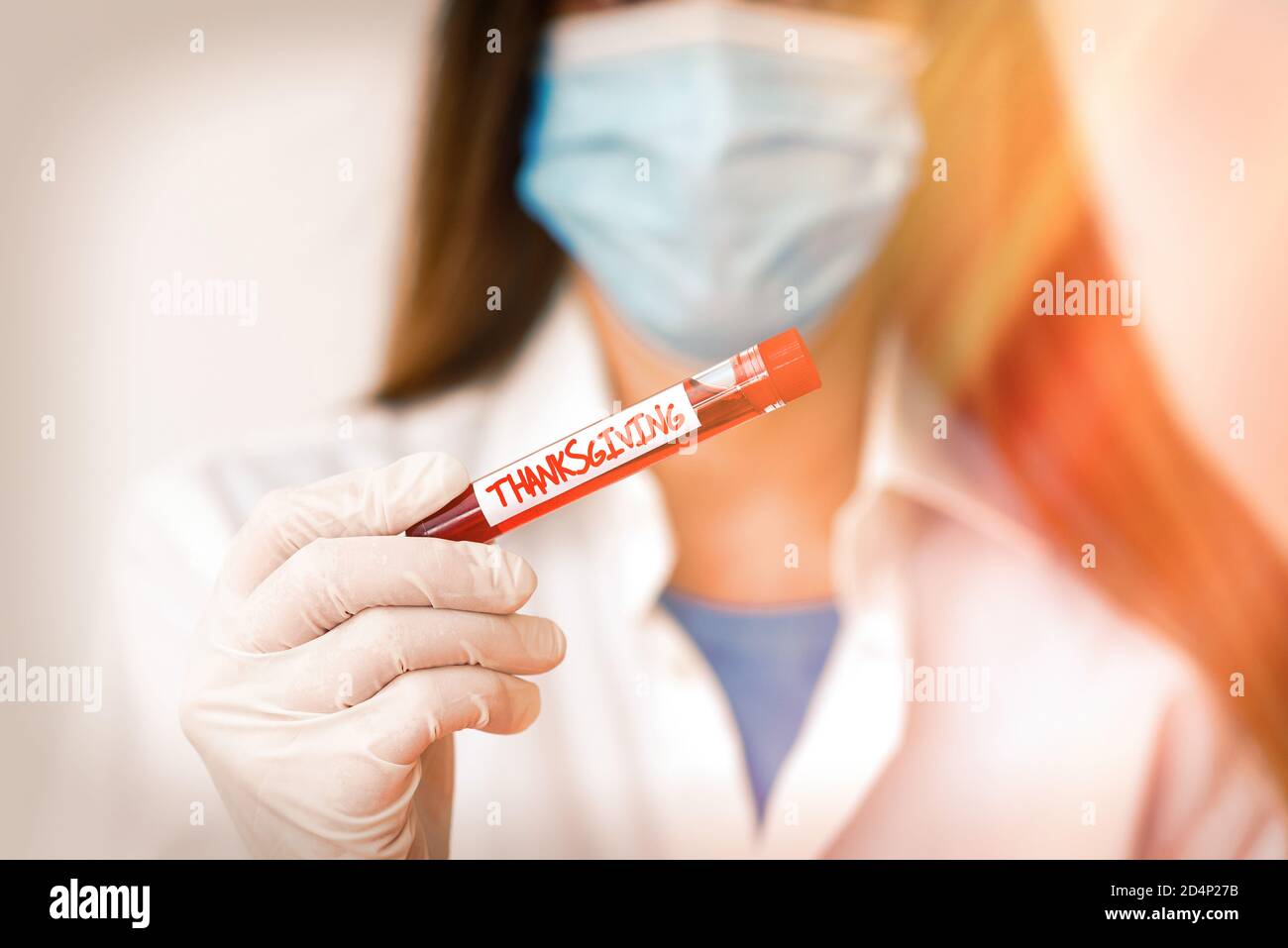 Textschild mit Thanksgiving. Business Foto Text öffentliche Anerkennung oder Feier der göttlichen Güte Labor Bluttest Probe für med Stockfoto