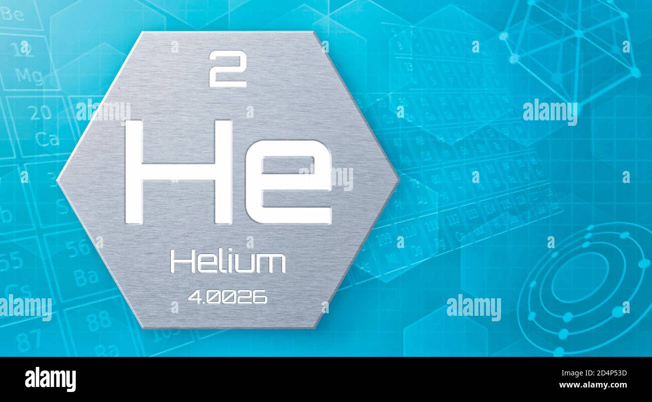 Chemisches Element des Periodensystems - Helium Stockfoto