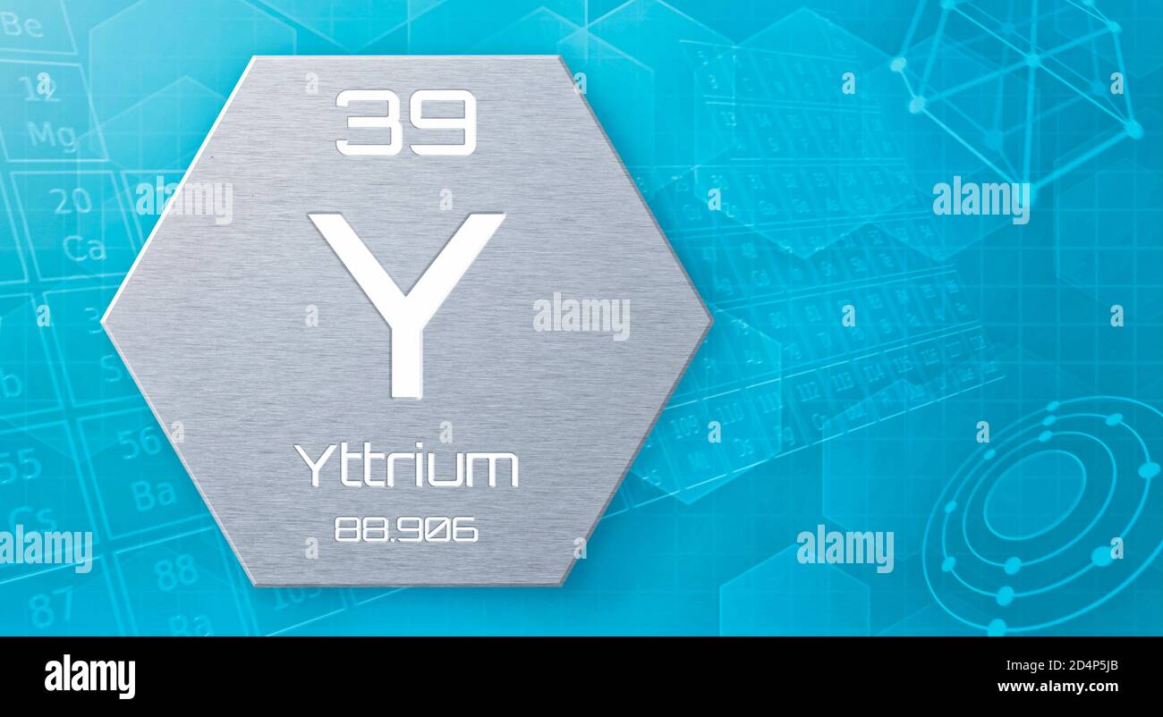 Chemisches Element des Periodensystems - Yttrium Stockfoto