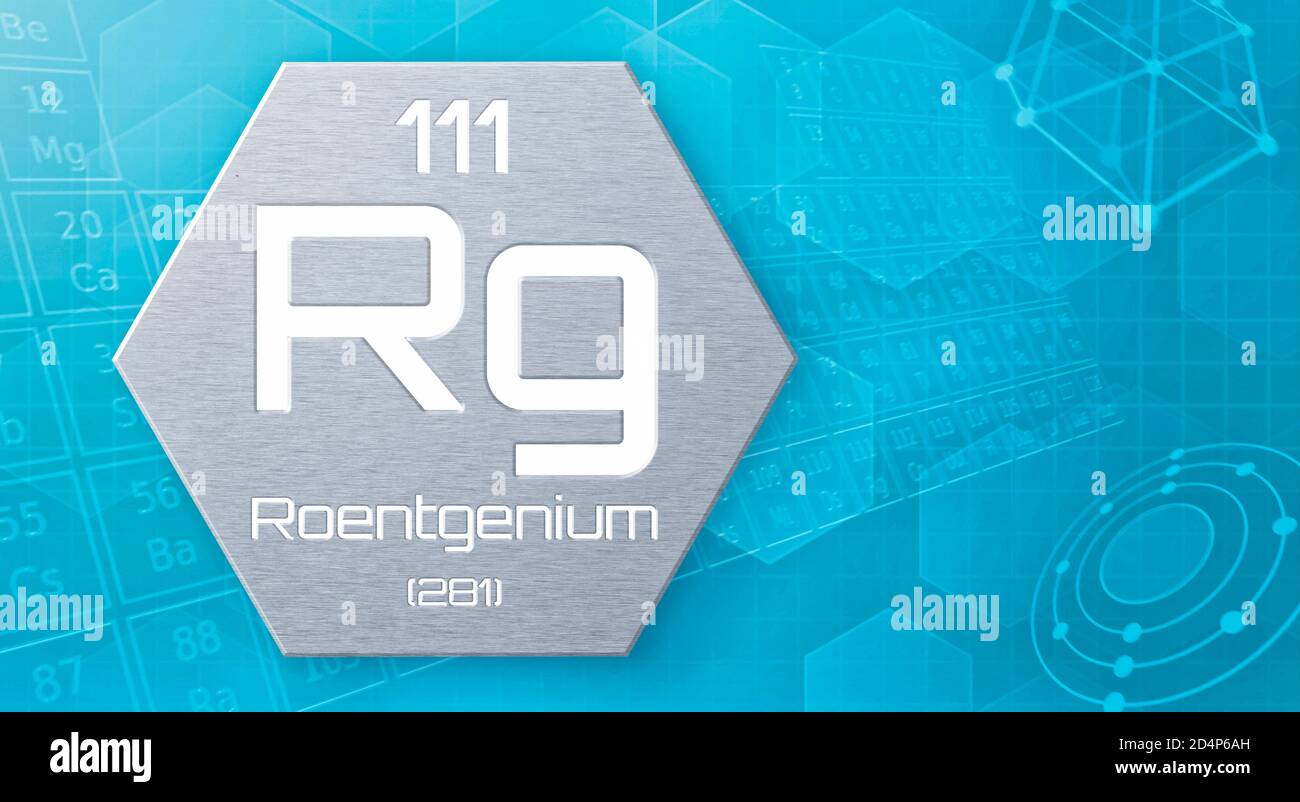Chemisches Element des Periodensystems - Roentgenium Stockfoto