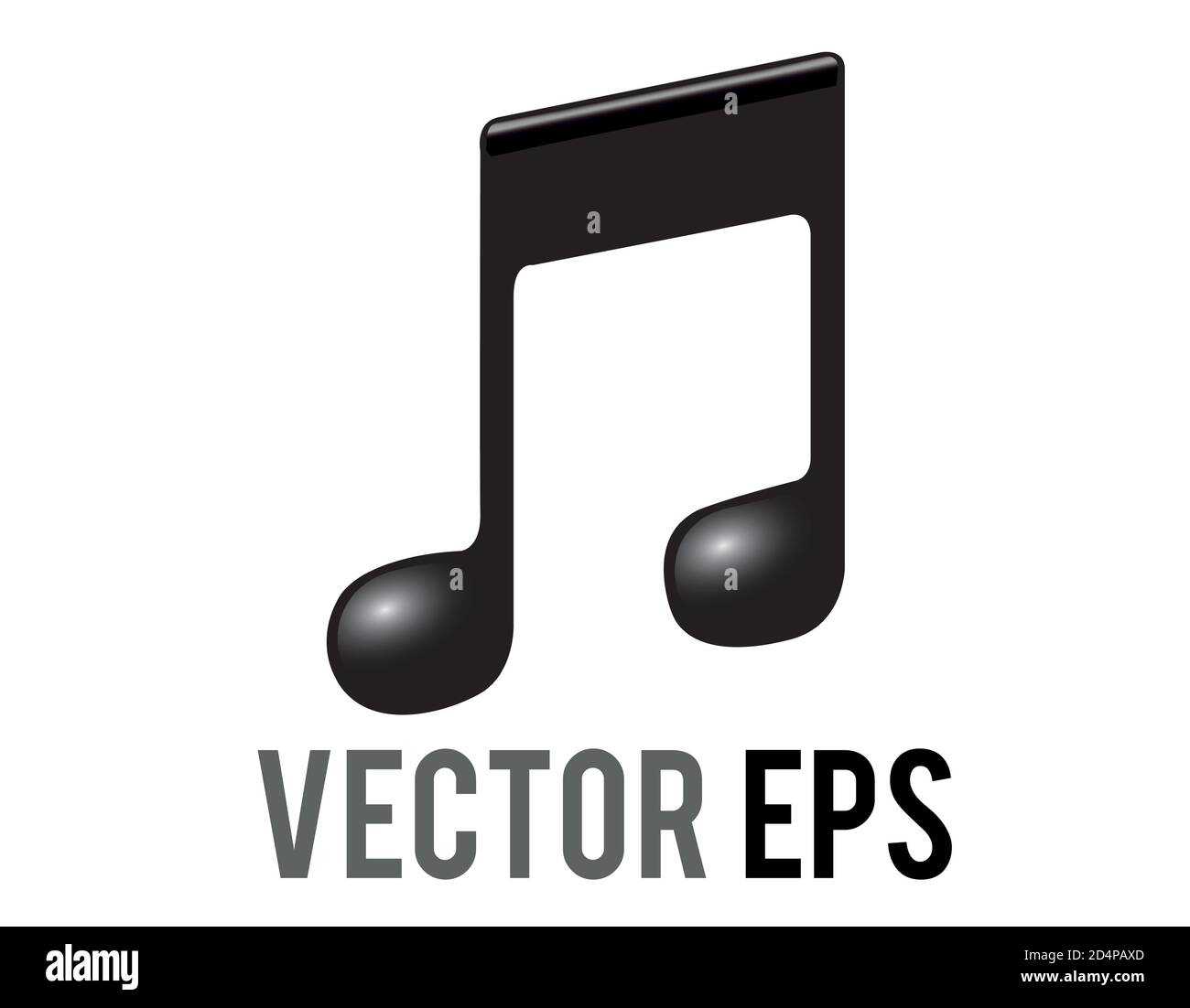Der isolierte Vektor schwarze Musik Note Symbol, gestrahlte Paar der achten Noten, Song-Texte oder andere Musik verwandte Themen Stock Vektor
