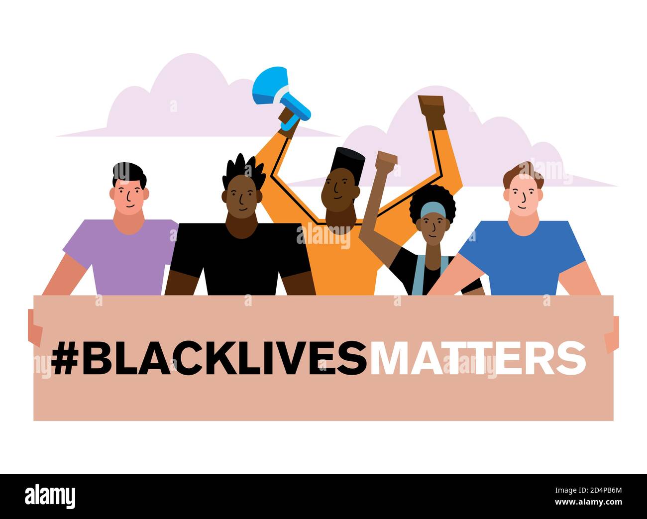 Black Lives Matter Banner Männer und Frauen Design von Protest Gerechtigkeit und Rassismus Thema Vektor-Illustration Stock Vektor