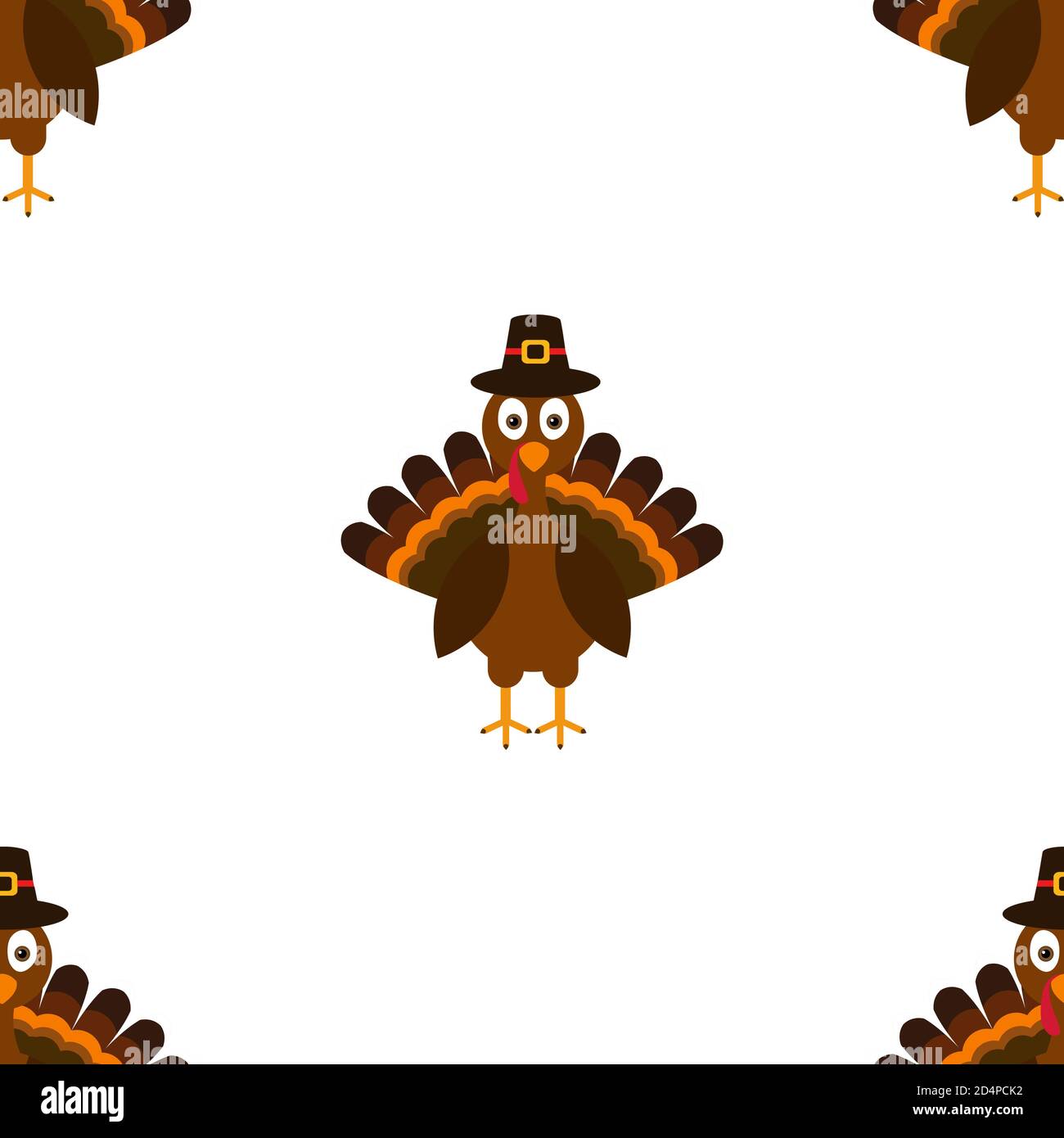 Happy Thanksgiving Türkei Pilgrim.Nahtloses Muster mit niedlichen Cartoon türkei, Hintergrund, Tapete, für die Verpackung. Stockfoto