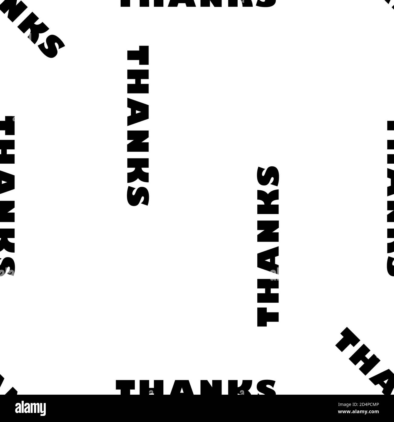 Bunte Text nahtlose Muster mit Wort Danke. Vintage Illustration auf schwarzem Hintergrund mit Text Danke. Stockfoto