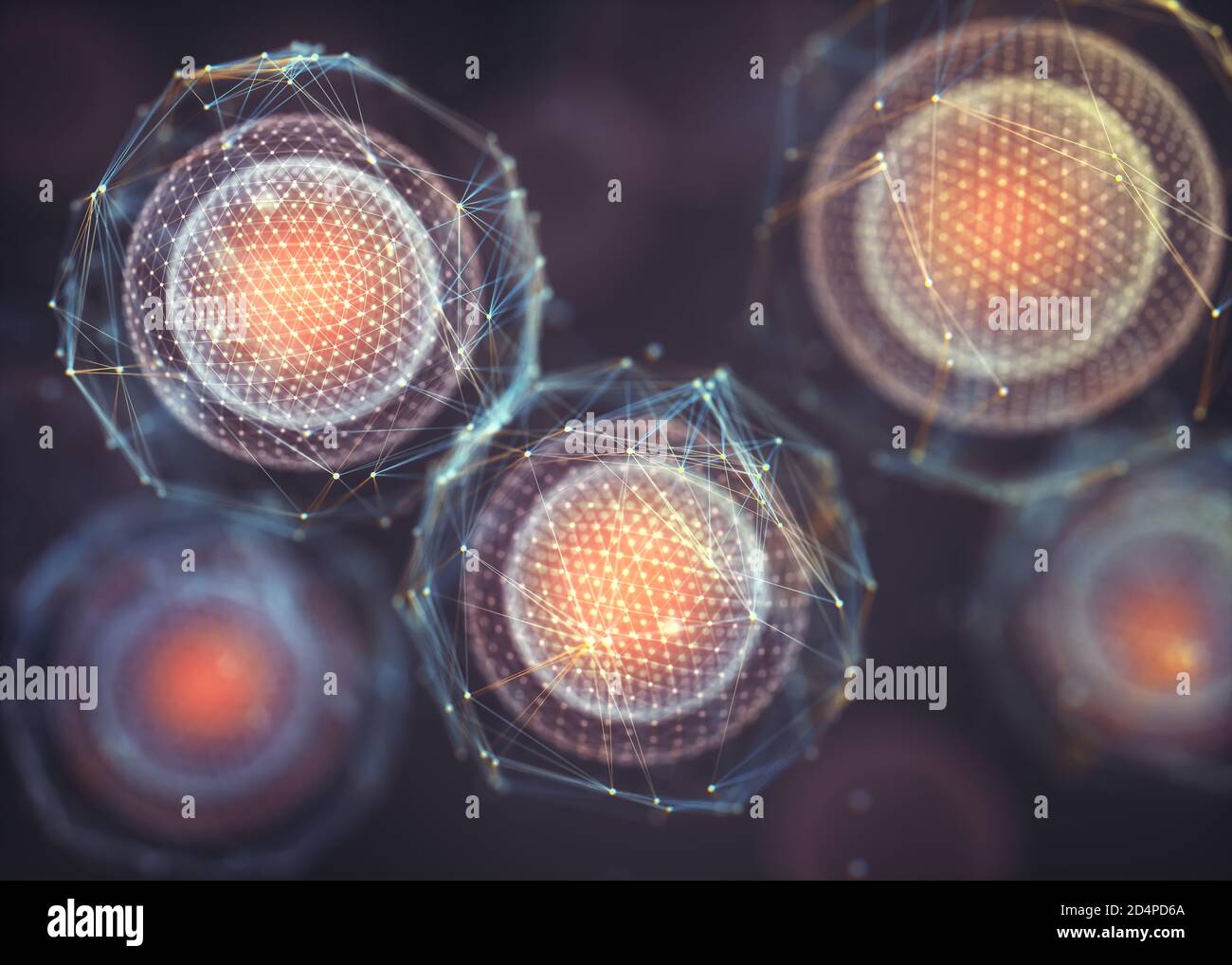 Biotechnologie oder Biotechnologie, Konzept der Schöpfung, Teilung und zelluläre Entwicklung. Hochorganische Technologie mit produktiven Zwecken. Stockfoto
