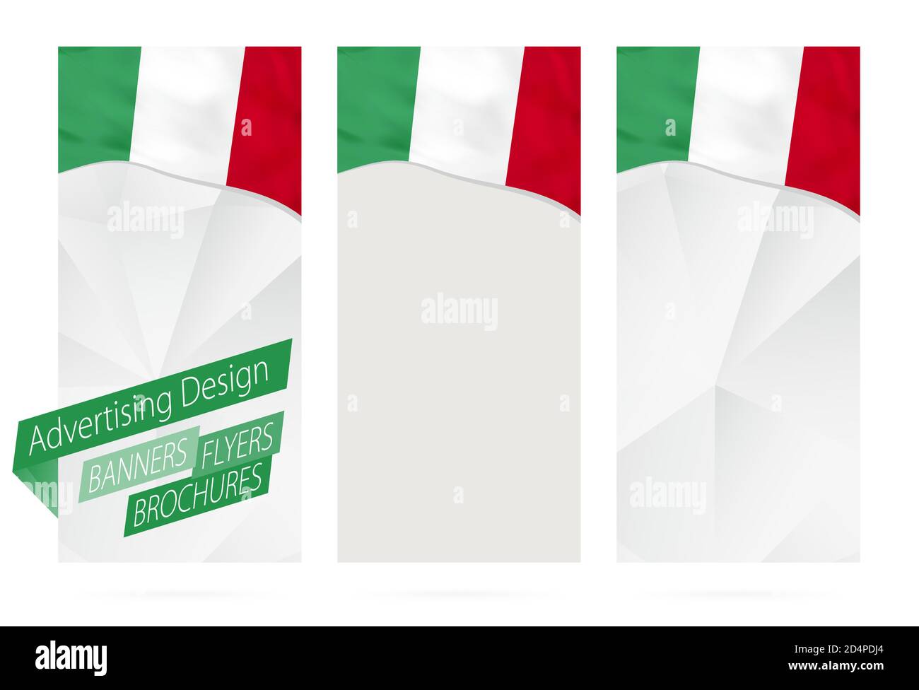 Gestaltung von Bannern, Flyern, Broschüren mit Flagge Italiens. Broschüre Vorlage für Website oder Druck. Vektorgrafik. Stock Vektor
