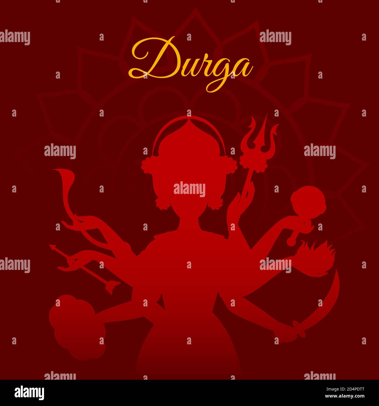 Happy Durga Puja schöne Grußkarte, Durga Maa Silhouette Vektor Stock Vektor