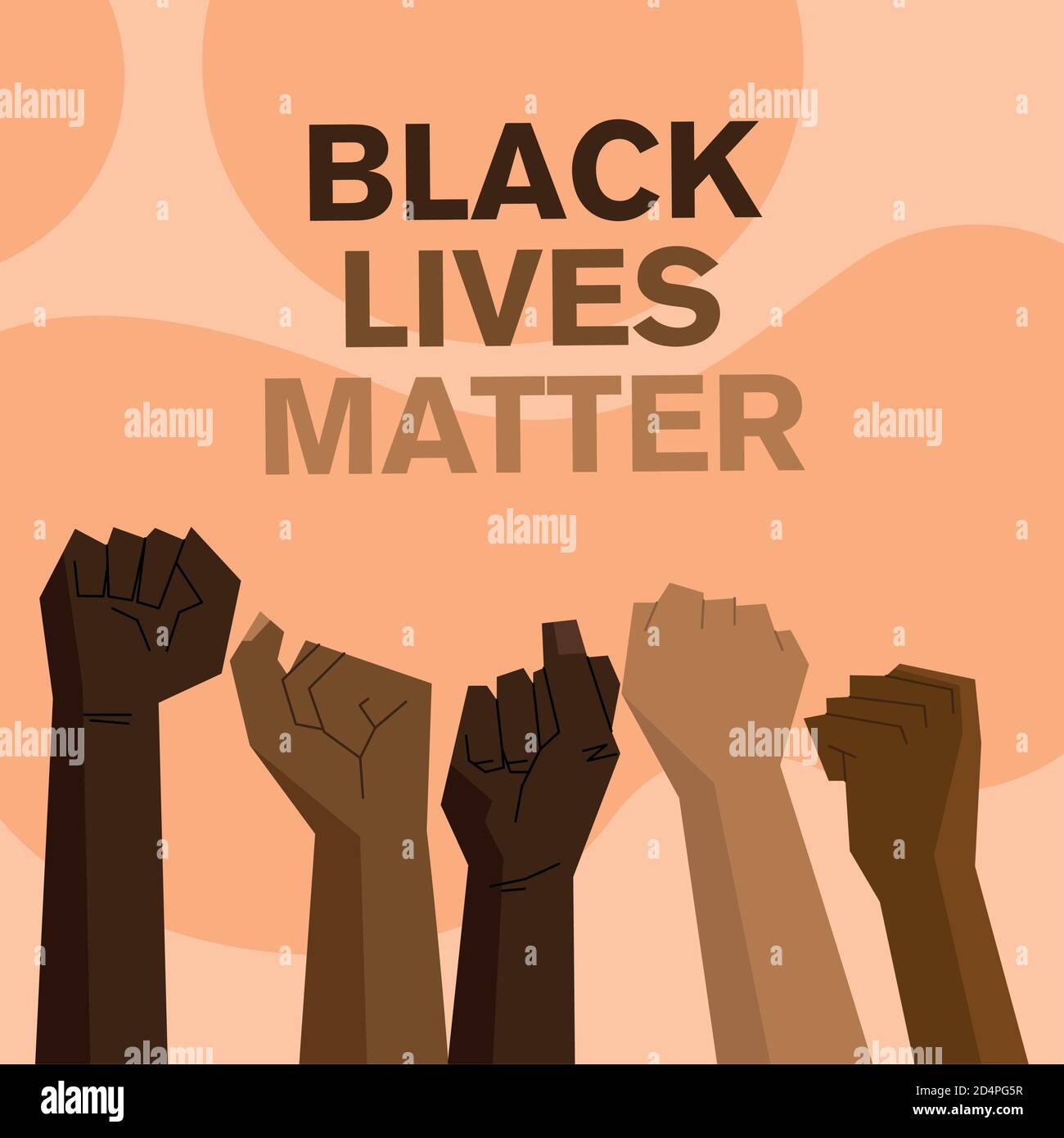 Black Lives Matter mit Fäusten Design von Protest Gerechtigkeit und Rassismus Thema Vektor Illustration Stock Vektor