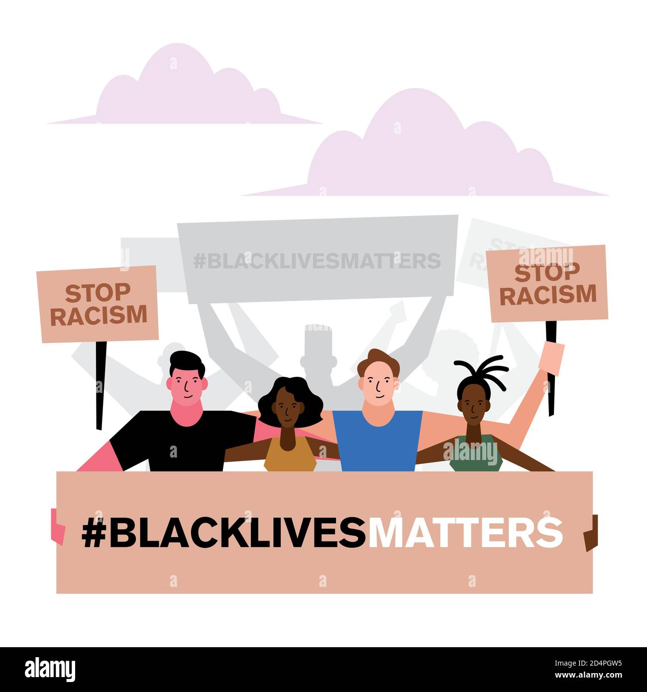 Black Lives Matter mit Faust Design von Protest Gerechtigkeit und Rassismus Thema Vektor Illustration Stock Vektor