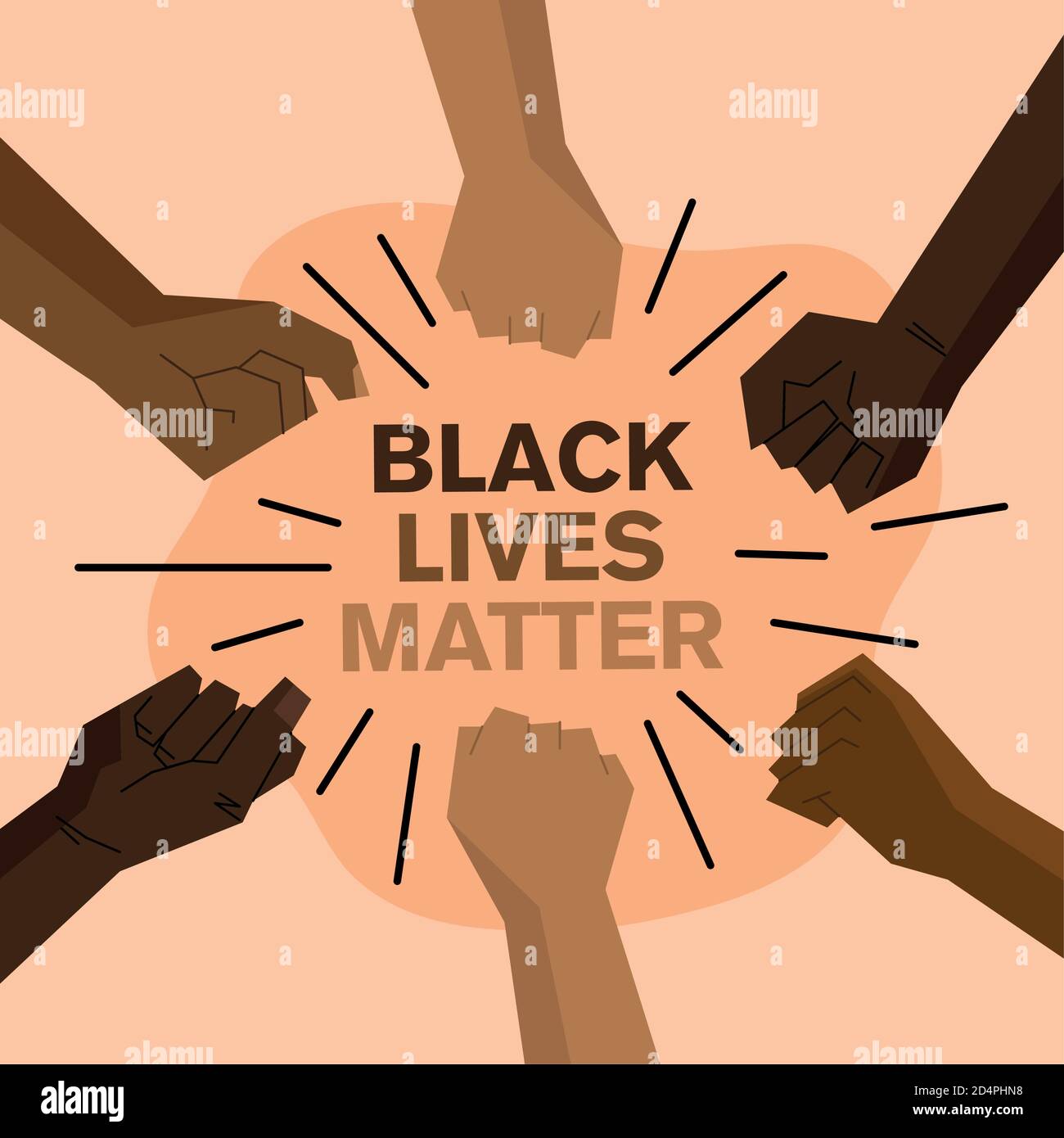 Black Lives Matter mit Fäusten Design von Protest Gerechtigkeit und Rassismus Thema Vektor Illustration Stock Vektor