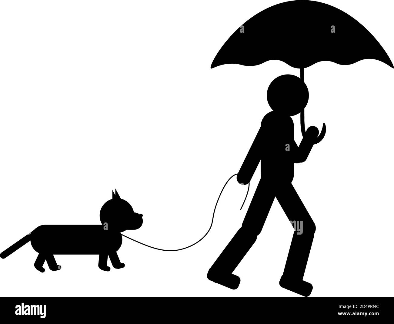 Mann mit Regenschirm zu Fuß den Hund, Vektor-Illustration Stock Vektor