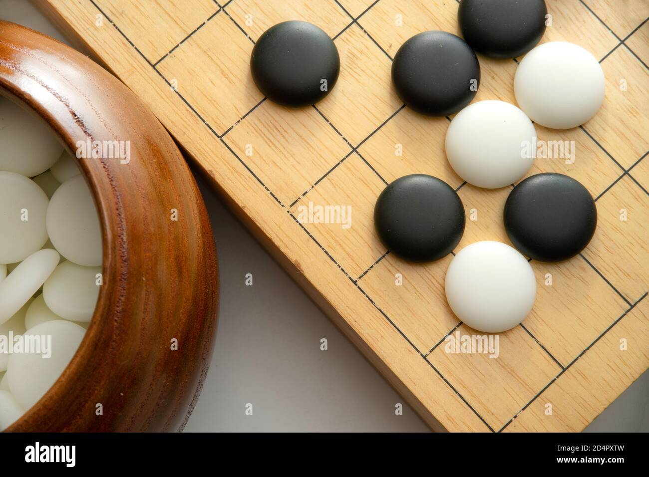 Draufsicht auf weiqi-baduk-igo Brettspiel Stockfoto