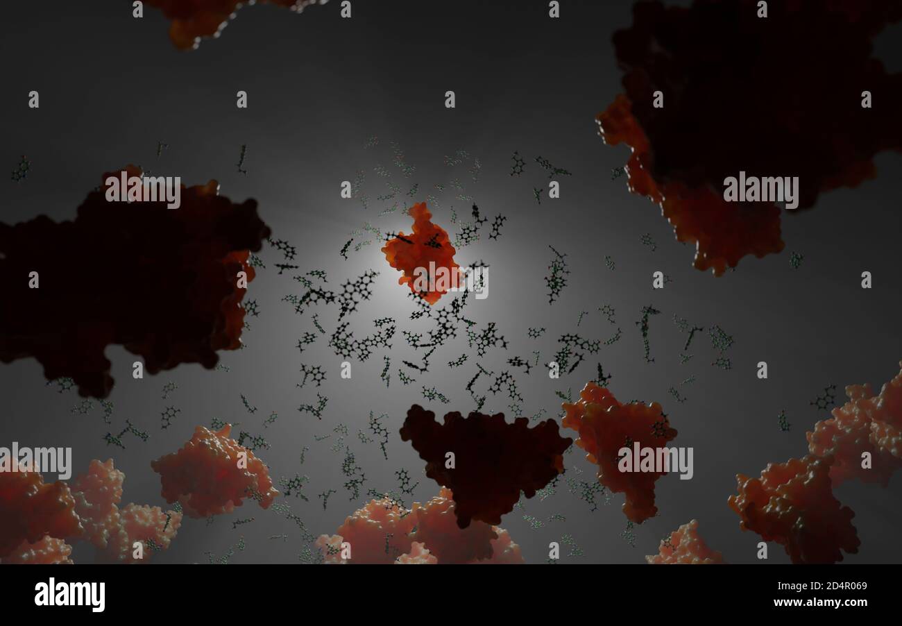 Serotonin (ein Neurotransmitter) als Ball-and-Stick-Modell vorgestellt. Seine biologische Funktion ist die Modulation von Stimmung, Kognition, Belohnung, Lernen, Gedächtnis, etc Stockfoto