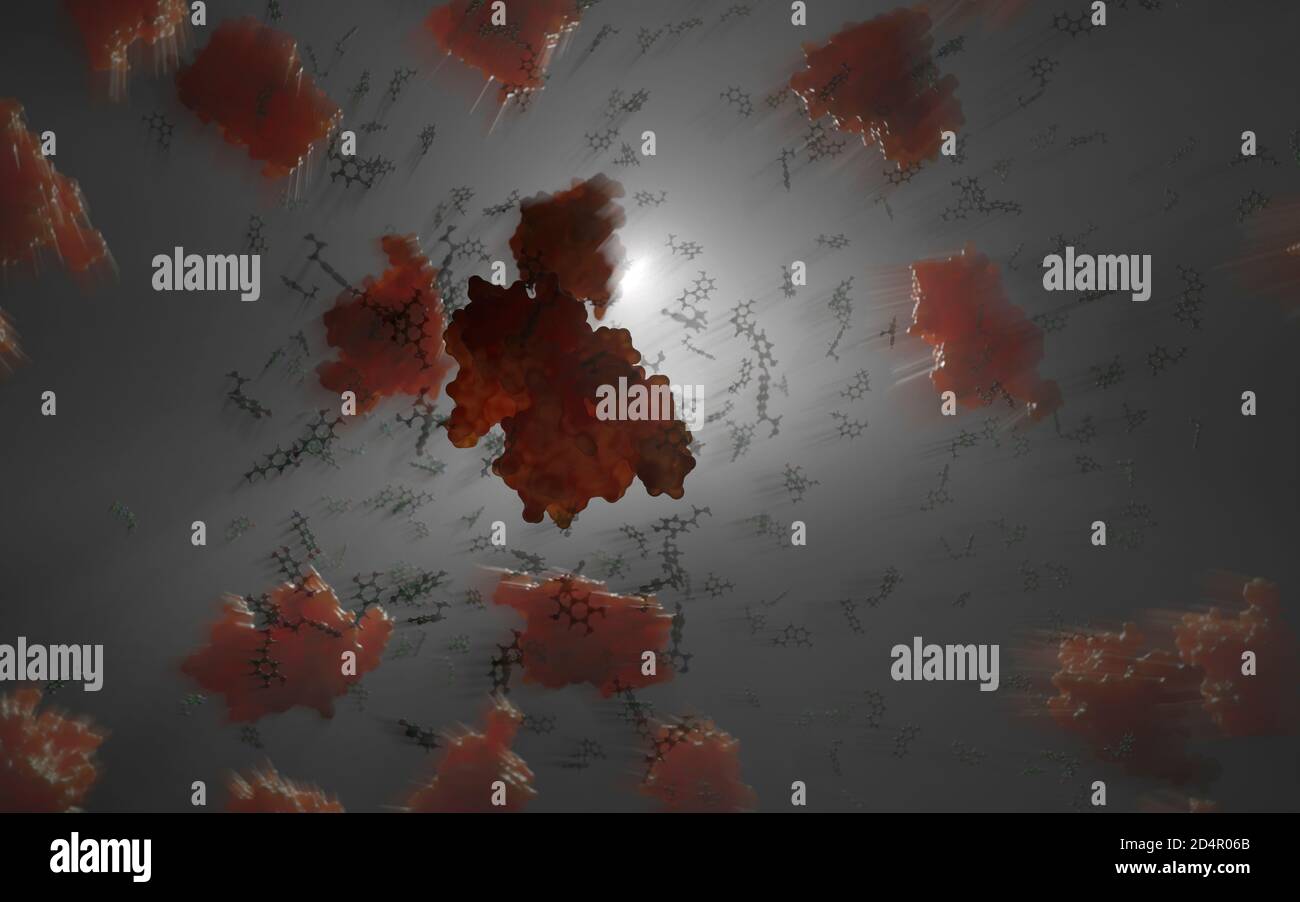 Serotonin (ein Neurotransmitter) als Ball-and-Stick-Modell vorgestellt. Seine biologische Funktion ist die Modulation von Stimmung, Kognition, Belohnung, Lernen, Gedächtnis, etc Stockfoto