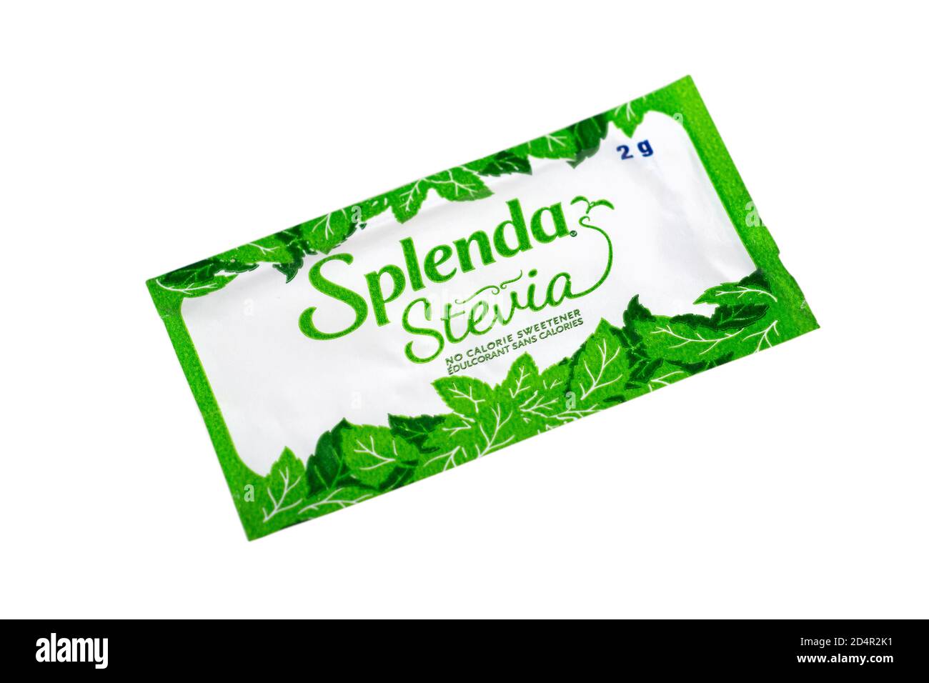 Päckchen Splenda Stevia, kein Zucker Keine Kalorien Künstlicher Süßstoff Stockfoto