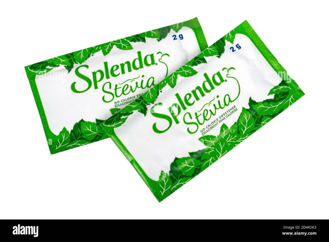 Päckchen Splenda Stevia, kein Zucker Keine Kalorien Künstlicher Süßstoff Stockfoto