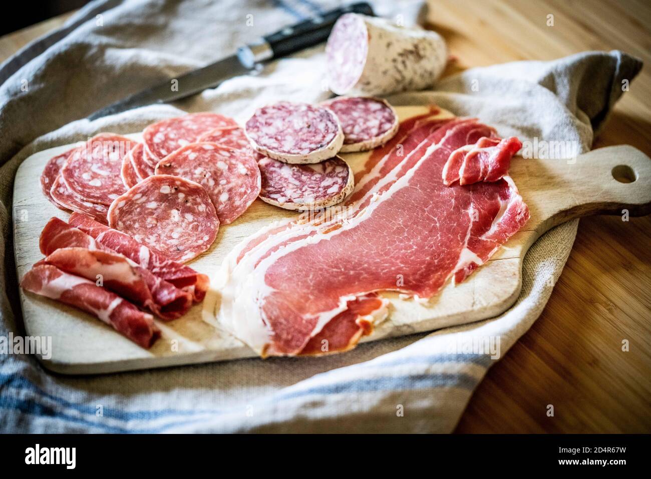 Auswahl an Aufschnitt. Stockfoto