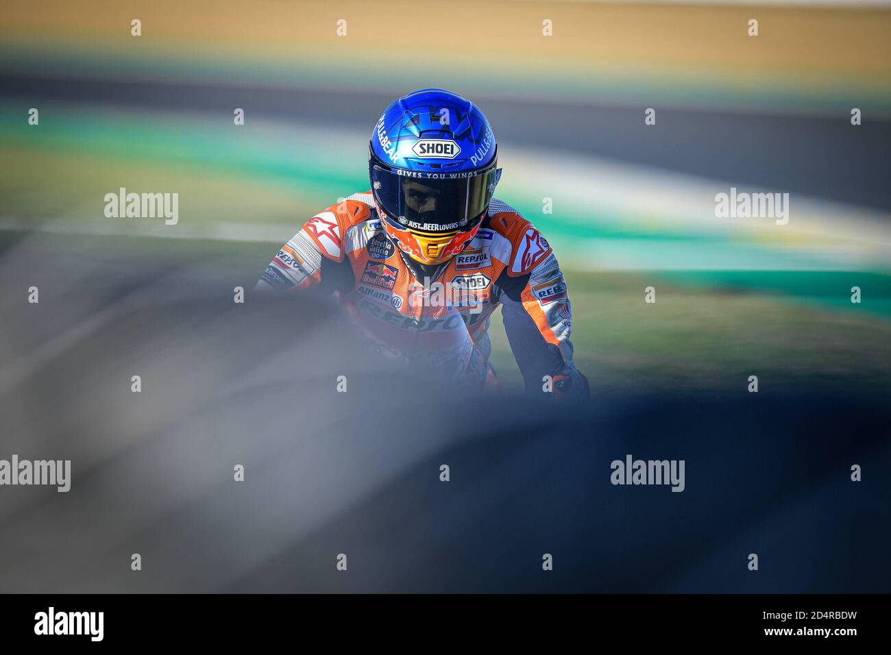 Le Mans, Frankreich. Oktober 2020. Qualifying für MotoGP Shark Helme Grand Prix de France auf dem Le Mans Circuit. 10. Oktober 2020 Clasificacion del Gran Premio Shark Helmets de Francia de MotoGP en el circuito de Le Mans, 10 de Octubre de 2020 Alex Marquez POOL/ MotoGP.com/Cordon Pressequelle: CORDON PRESS/Alamy Live News Stockfoto