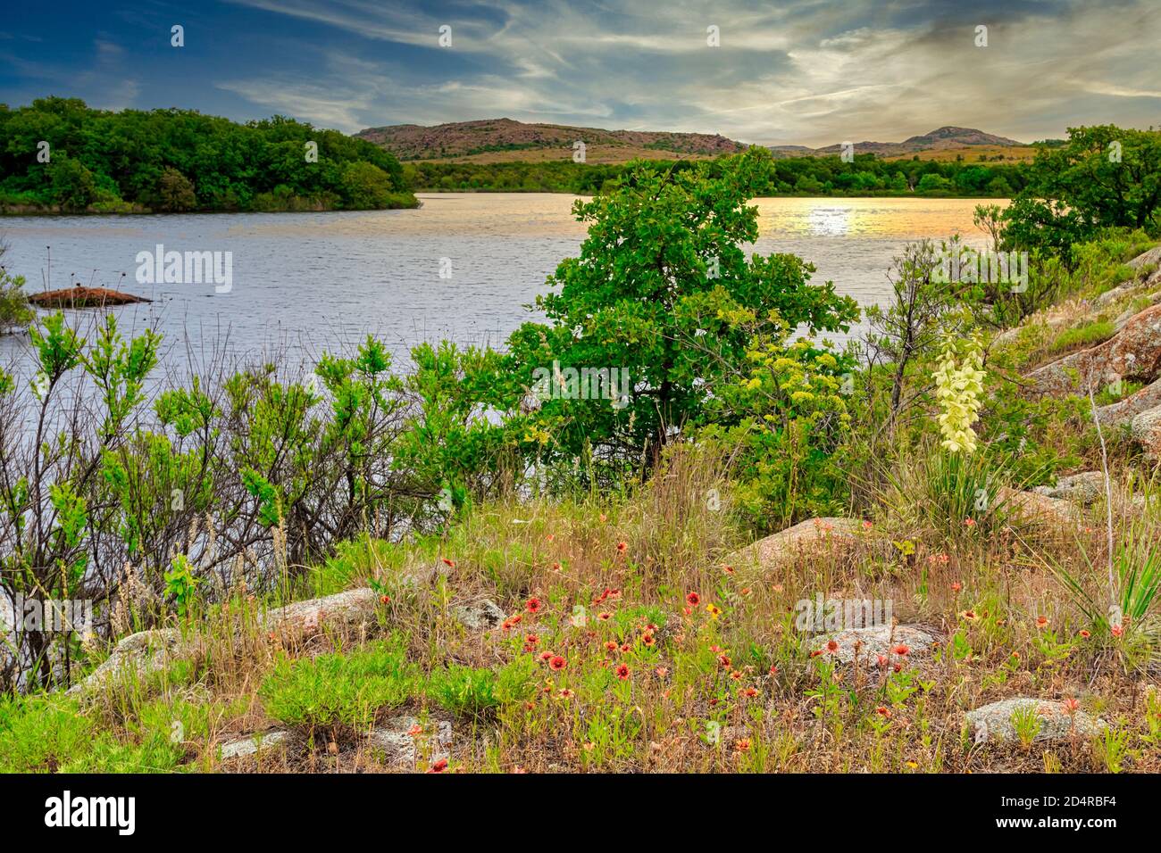 Quannah Parker Lake im Wichita Mountains National Wildlife Refuge Von SW Oklahoma Stockfoto