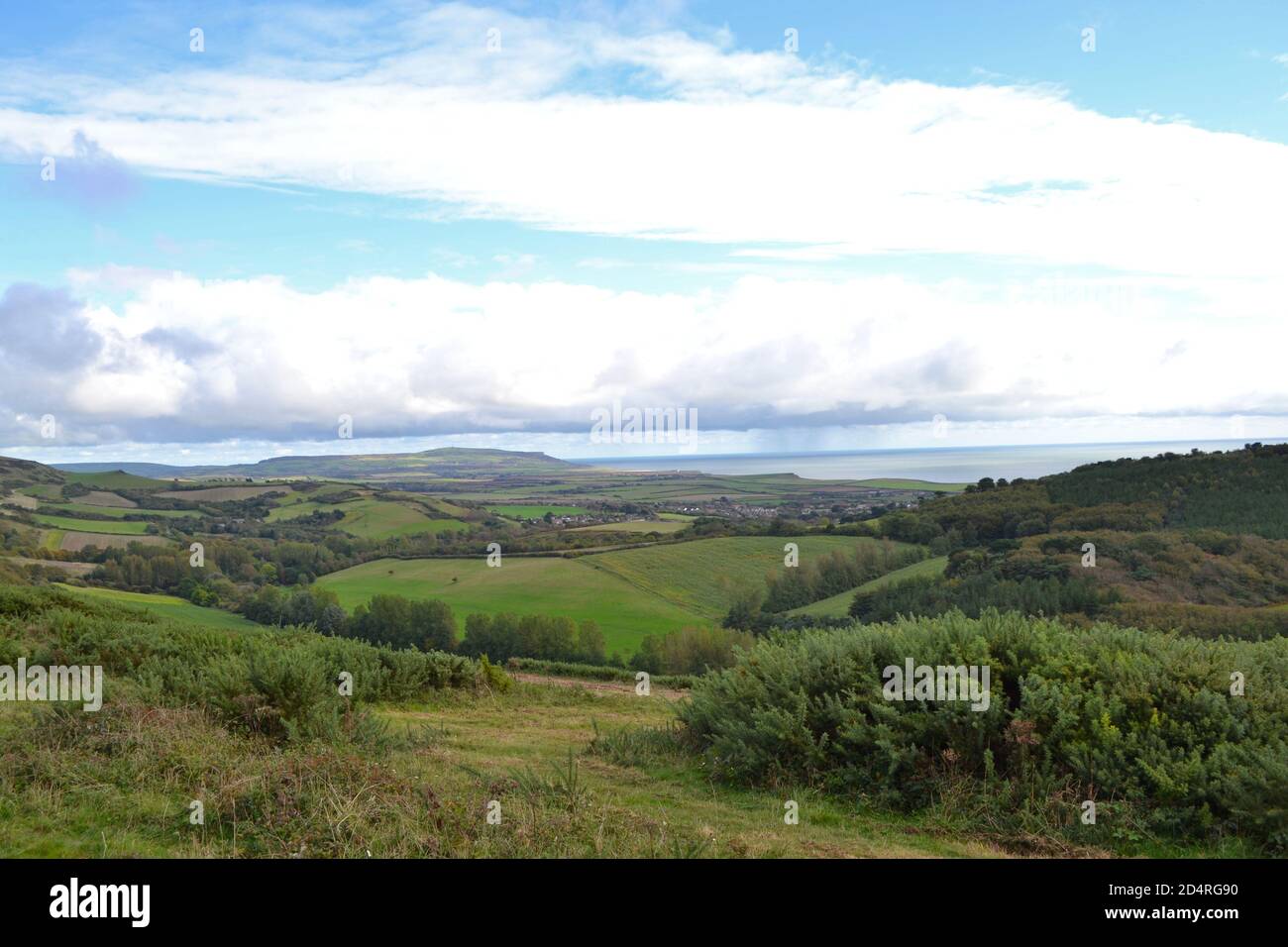 Blick von Westover auf Isle of Wight nach Osten An einem wechselhaften Tag, an dem sich der Sturm Alex im Oktober nähert 2020 Stockfoto