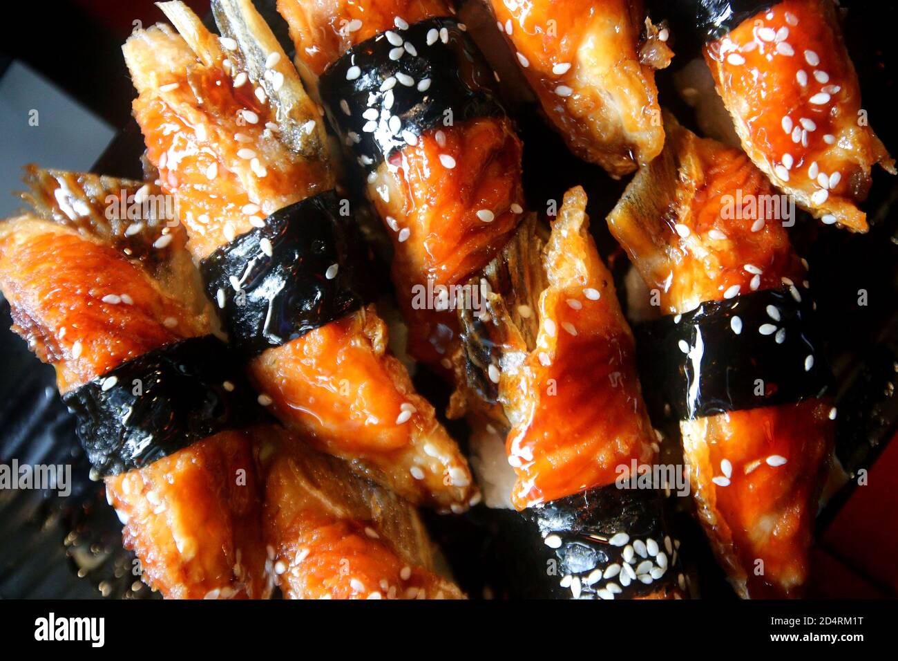 Nahaufnahme von Sushi Rollen traditionelles japanisches Essen Stockfoto