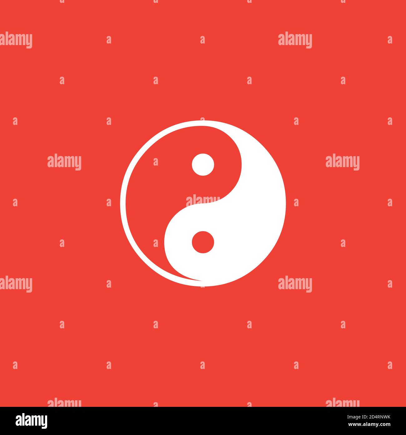 Yin Und Yang Symbol Auf Rotem Hintergrund. Rote Flache Vektorgrafik. Stock Vektor
