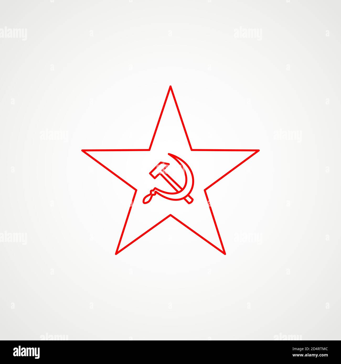 Lineare Ikone des Kommunismus. Hammer, Sichel in den Stern. Rotes sowjetisches Emblem. Minimalistisches Wappen der UdSSR. Vektor Stock Vektor