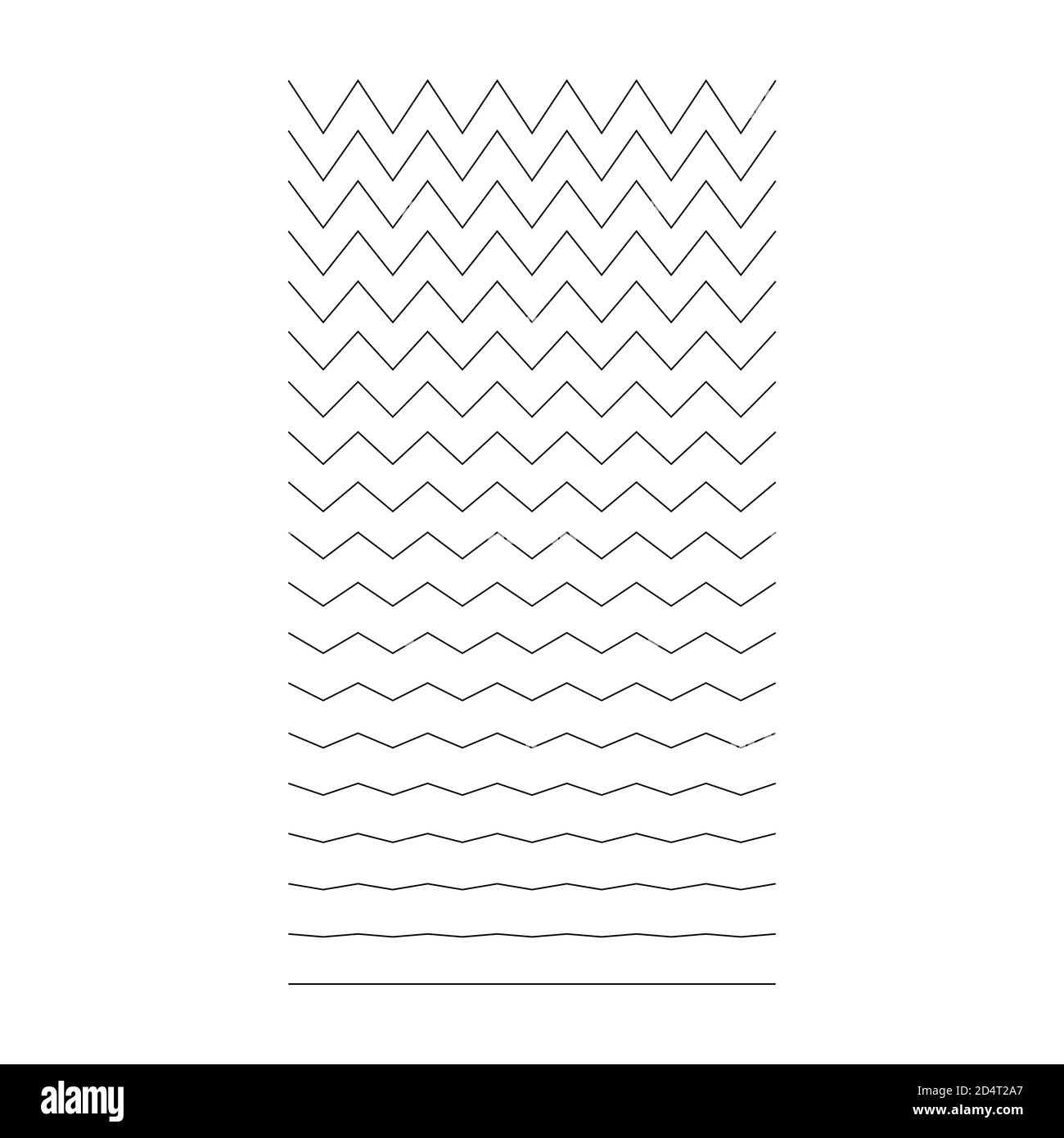 Satz von wavigen, kurvigen, horizontalen Zickzack-Linien. Vektor einfaches neues Design-Element . Stock Vektor