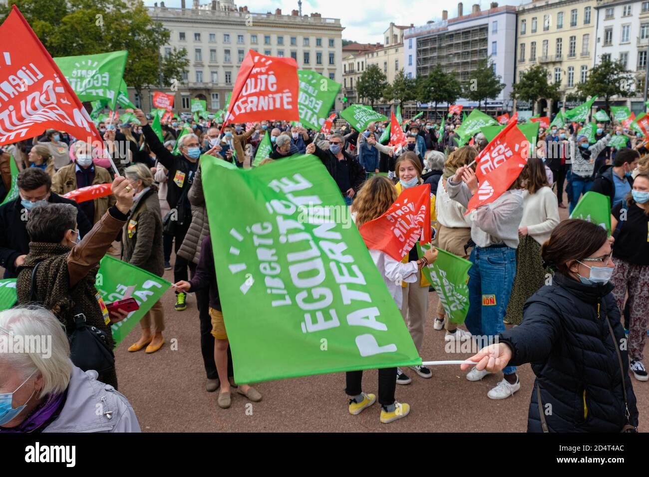 Am 10/10/2020, Lyon, Auvergne-Rhône-Alpes, Frankreich. Das Kollektiv Marchons enfants organisierte am Samstag, den 10. Oktober, etwa sechzig Veranstaltungen in Frankreich. It Stockfoto