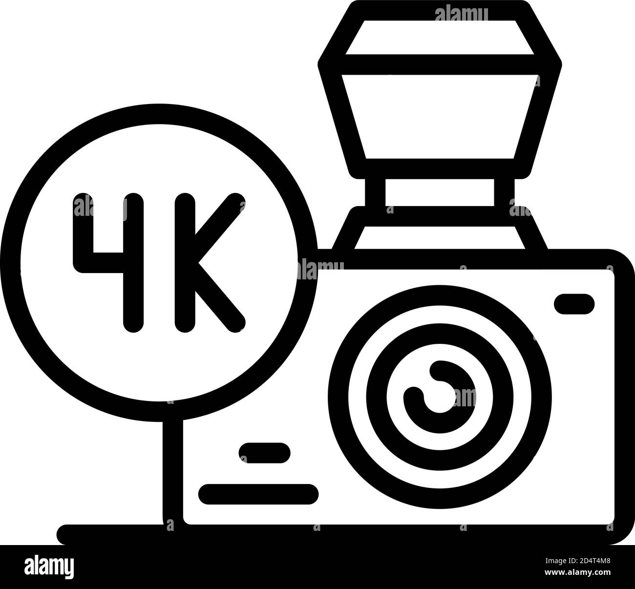 4K-Stream-Symbol der Kamera, Umrissstil Stock Vektor