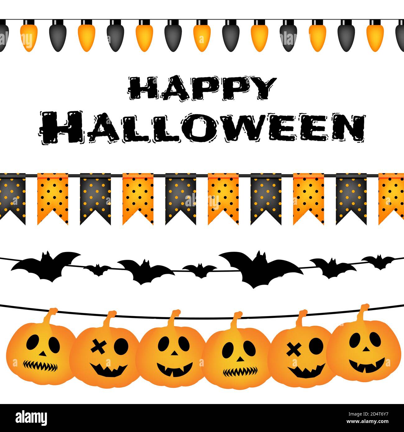 Halloween Dekoration Set isoliert auf weißem Hintergrund. Vektorgrafik Stock Vektor